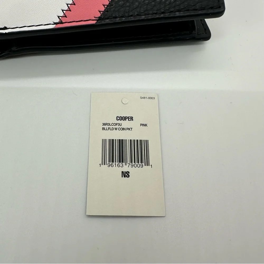 NWT Michael Kors | Cooper Logo and Striped Billfold Wallet in Black & Pink $178